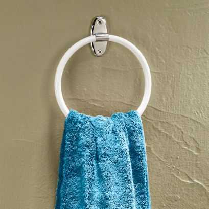 Towel ring, 200 x 80 mm, White Epoxy-coated Steel, Ø 12 mm